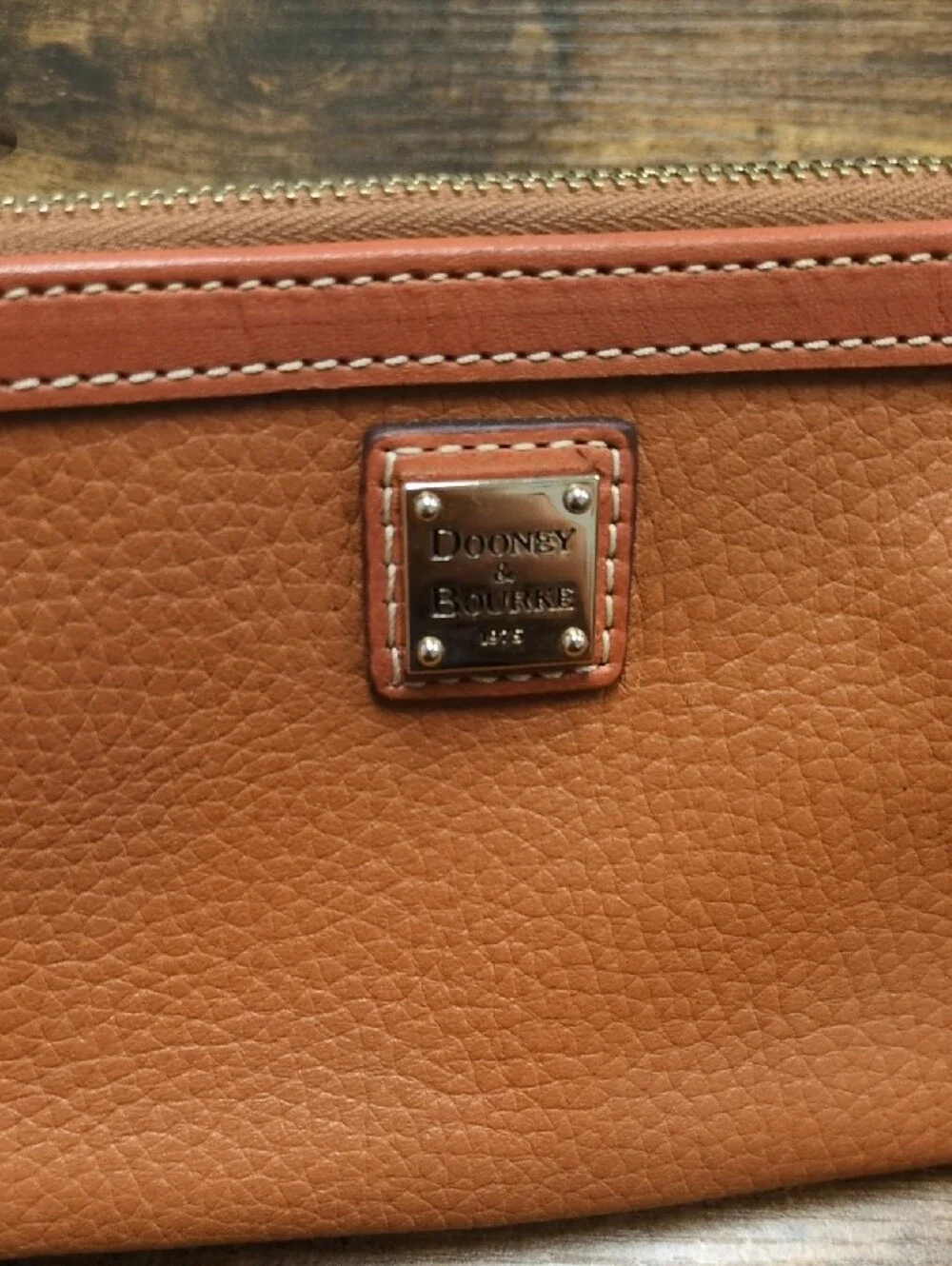 Dooney & Bourke Pebbled Leather Wristlet — Cognac Brown